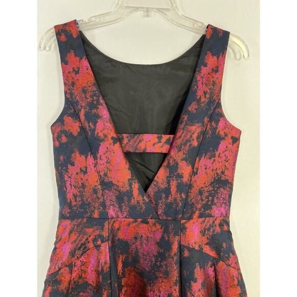 Vera Wang Women’s Jacquard Open Back Fit Flare Dress Dark Romantic Gothic Sz 6 - Picture 9 of 14